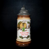 Korbel s cínovým víkem Německý otčenáš 0,6l.