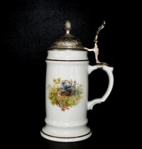 Korbel s víkem myslivecký 0,5l., dekor sluka