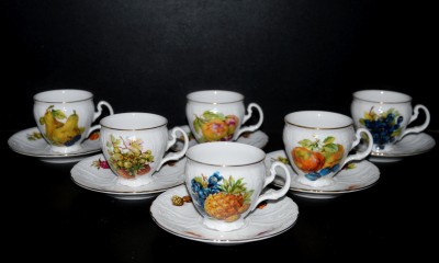 Šálek s podšálkem Bernadotte ovoce 6ks, 0,15l.