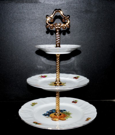 Talíř na cukroví 3patrový Bernadotte ovoce