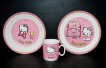 Dětská souprava, dekor "Hello Kitty" růžová 3 dílná