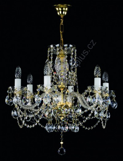 Lustr křišťálový Swarovski 6ramenný 1L141SW6 59x57cm zlacený řetěz