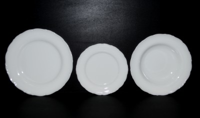 Sada talířů Verona, bílý porcelán, 18 dílů