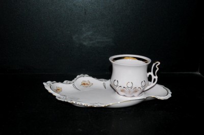 Šálek s podšálkem Lenka tlapka, dubový list, růžový porcelán